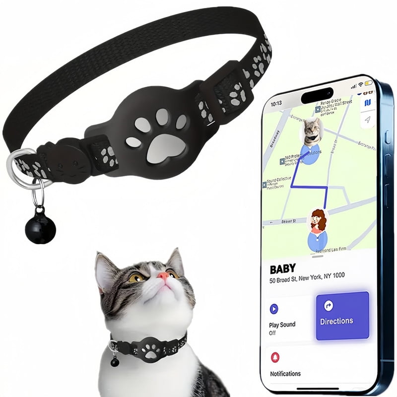 Cat Tracker GPS Collar for Cats (Only iOS) Electronic Pet Locator Waterproof Compatible with Apple Find My No Monthly Fee Advanced Tracking Solution Smart Collar for Pet Safety Ideal Small Large Cats