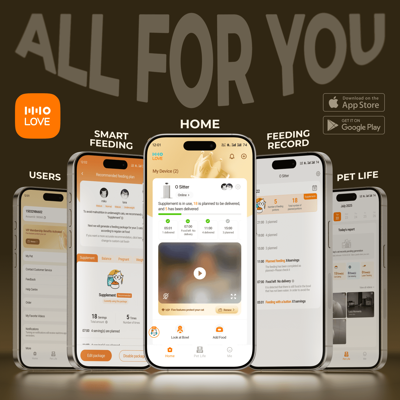 HHOLOVE Automatic Cat Feeder with 360°, 2K HD Video, Night Vision & 2-Way Audio, 5G Dispenser for Cats