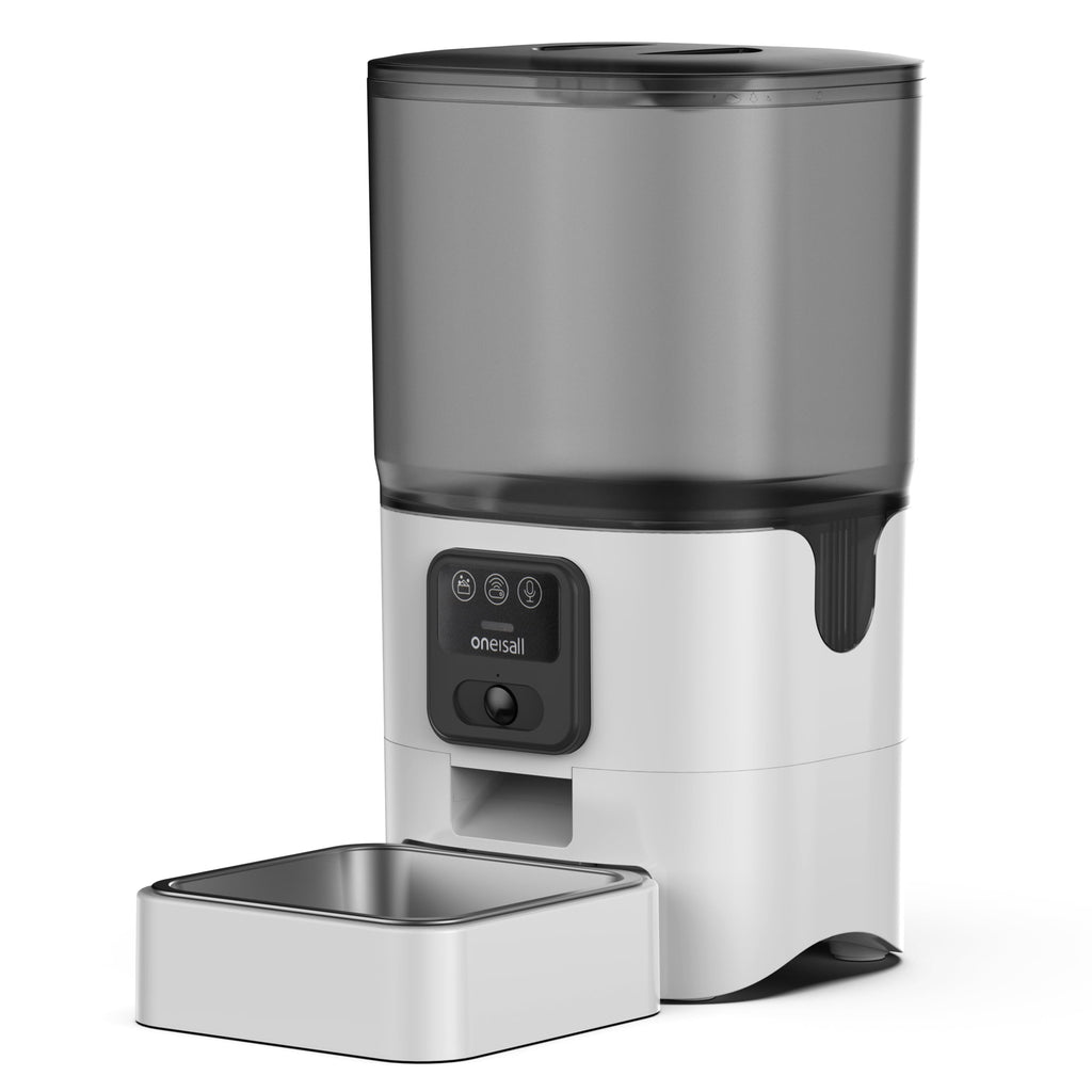 Oneisall WF-63 5GHz & 2.4GHz Automatic Cat Food Dispenser, 6L/25 Cups Automatic Cat Feeder with Camera, White