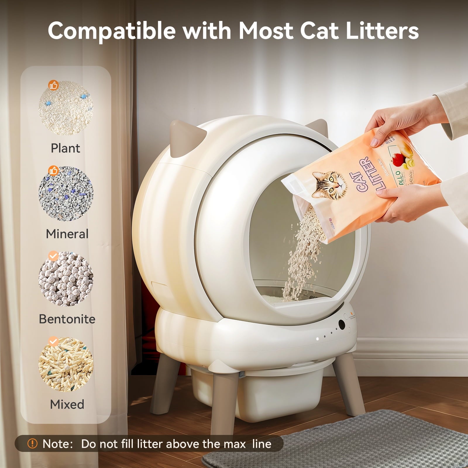 Self Cleaning Litter Box - E2 Automatic Cat Litter Box Large Smart Self Cleaning Robot for Cats,Double Safety Protection,App Control,2 Roll Garbage Bags & Mat