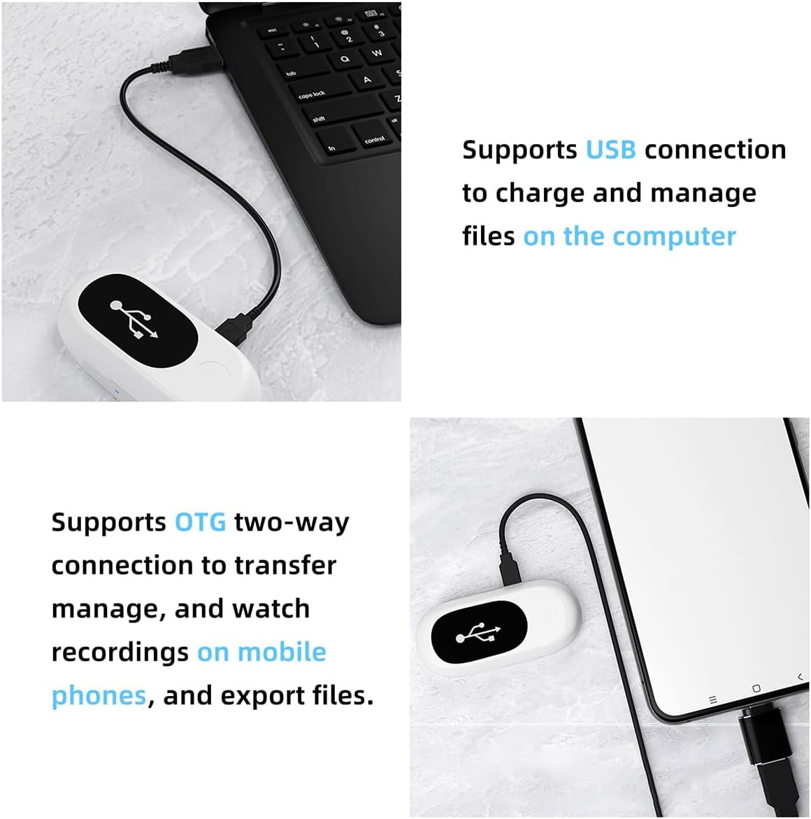 MANON ROSA Pet Collar Camera, Mini Action Camera with 64G SDCard, HD1080P Wireless Dog Cat Collar Camera for Video Records Tracker Monitor, Supports USB& OTG Connection (White)