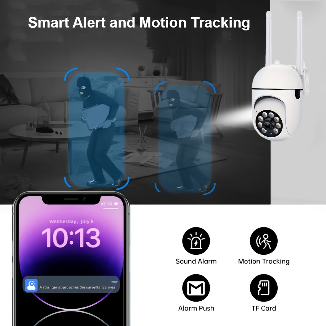 4/6/8pcs 3MP Wireless Security Camera, 1296P HD Indoor WiFi Surveillance, 360° PTZ with Auto Tracking, Sound & Light Alarm, for Home/Baby/Pet/Store Monitoring