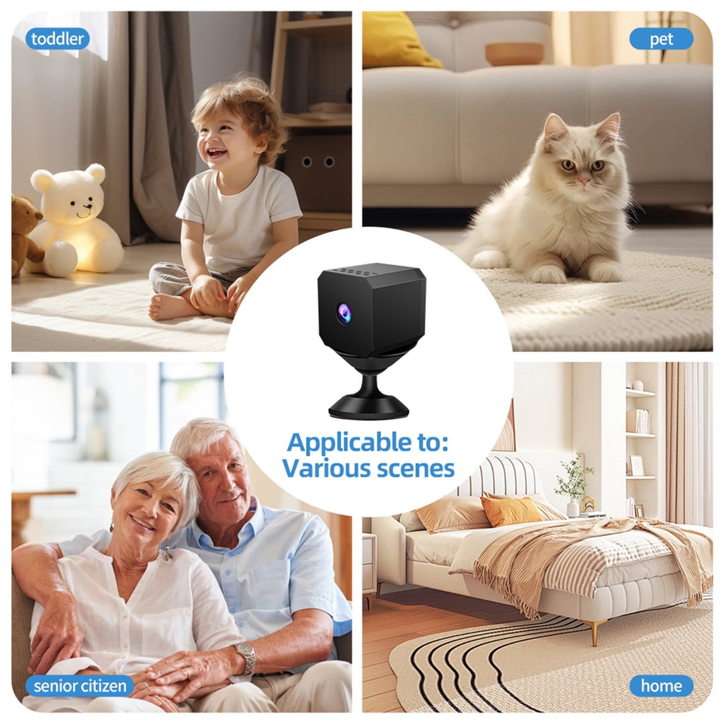 TOPRenddon Wireless Mini Security Camera 1080P HD – Indoor/Outdoor Night Vision, Motion Detection, 2-Way Audio | Portable WiFi Surveillance Cam for Home, Baby, Pet Monitoring