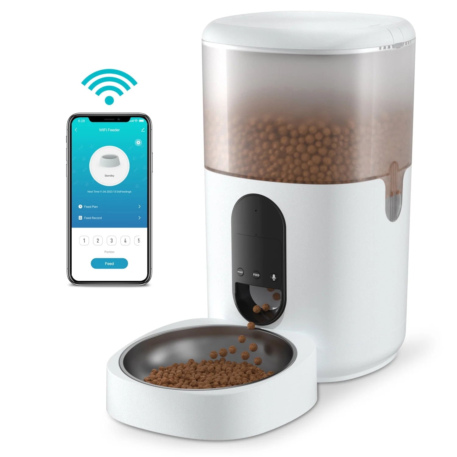 eco4life WiFi Smart Pet Feeder (6L) with Stainless Steel Food Bowl