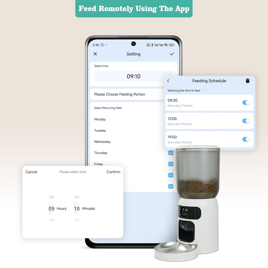 Automatic Cat Feeder with Dual HD Camera, 5G&2.4G WiFi Pet Feeders with App control laser interactive Toy Treat and Ai sensor.