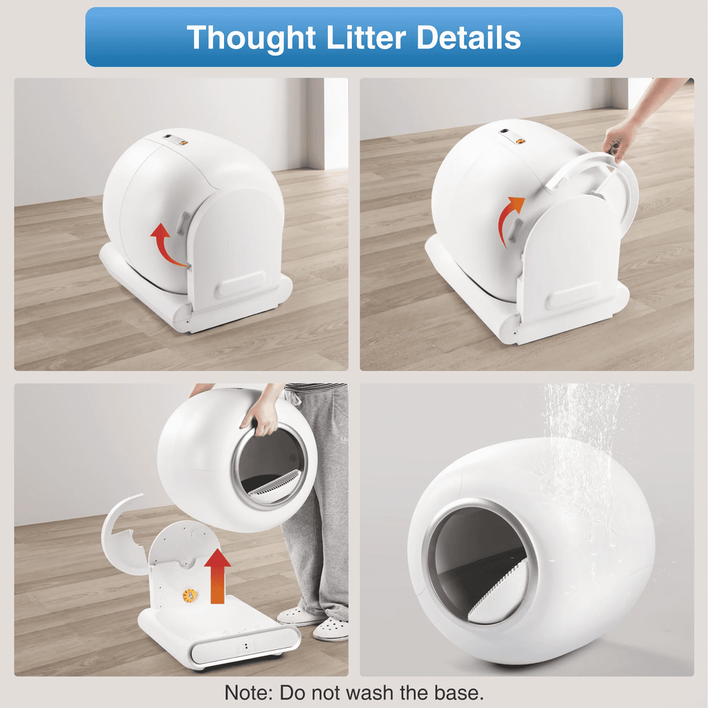 Automatic Self Cleaning Cat Litter Box for Multiple Cats, Cat Litter Box with Safety Protection, APP Control, Odor-Free, 2 Rolls Trash Bags, White