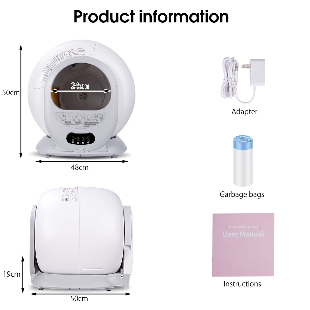 TAKOYI Self-Cleaning Cat Litter Box, Automatic Scooping and Odor Removal, App Control Support 2.4G WiFi (Keyed Model)