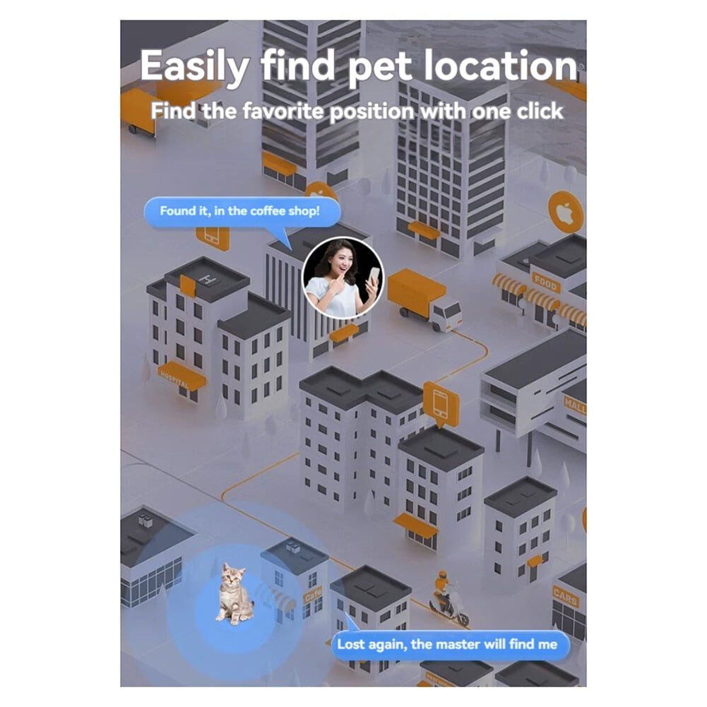Dog Tracker Pet Tracker-Dog Tracking Collar Waterproof IP65 Works with Any Collar (Android & IOS Universal) Cat Version