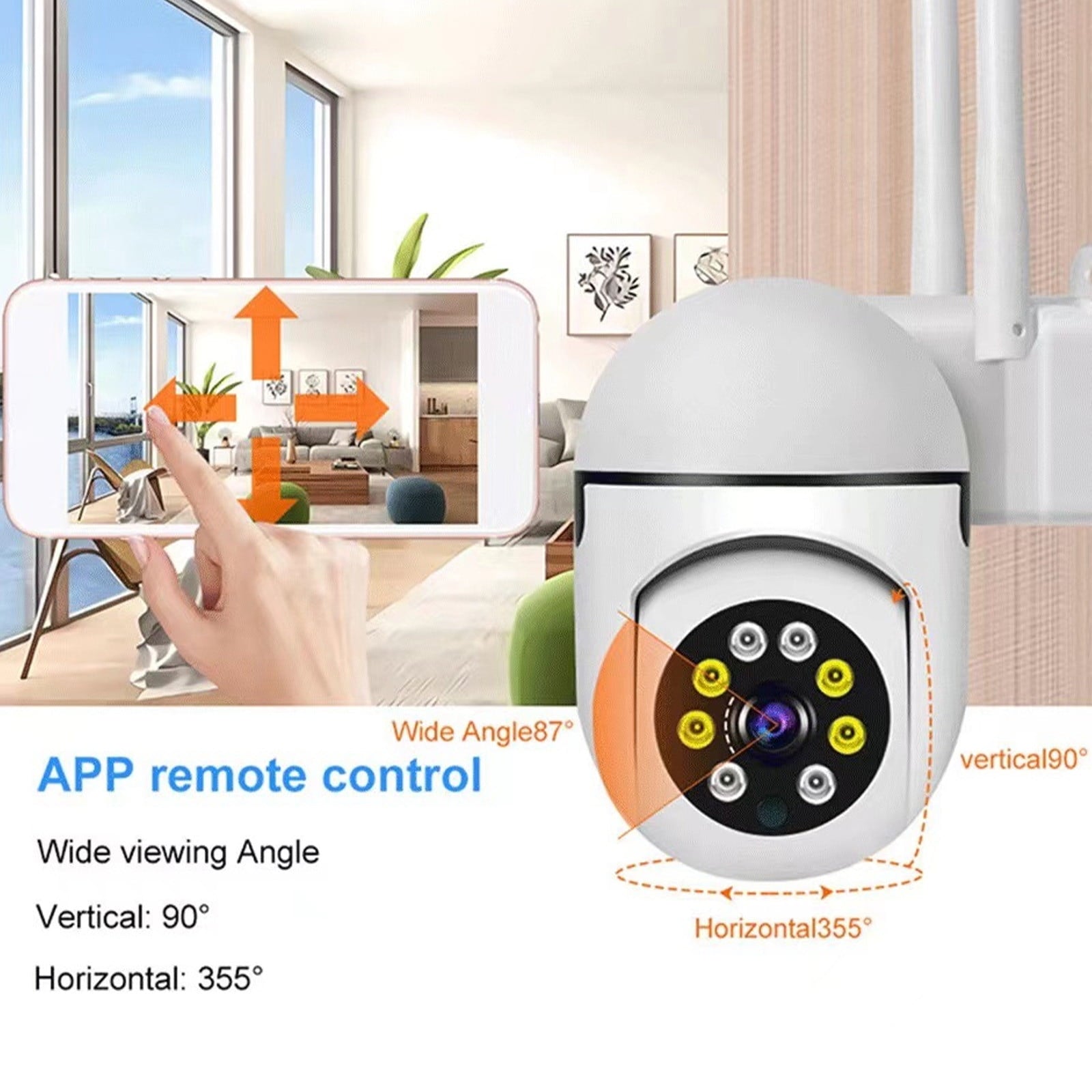 TOPRenddon Wireless WiFi Security Camera 1080P HD with Night Vision – 360° PTZ Indoor/Outdoor Camera, Two-Way Audio, Motion Detection, Cloud Storage | Home Surveillance Monitor for Baby, Pet, Garage