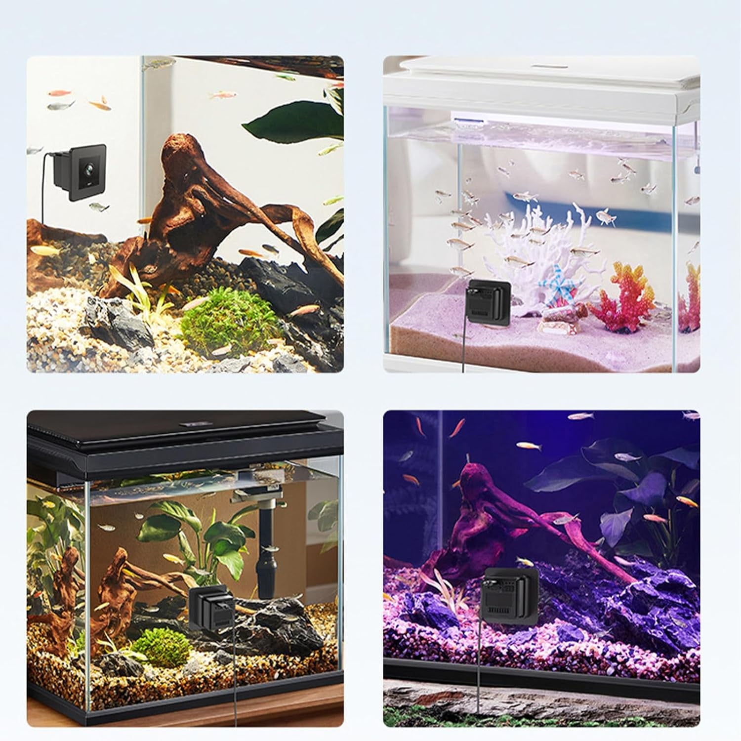 Aquarium Camera, 2K HD WiFi Pet Monitor, 140° Wide-Angle Anti-Glare Macro Lens, 24/7 Recording for Fish Reptiles Window Security Surveillance System (C#1 PCS)