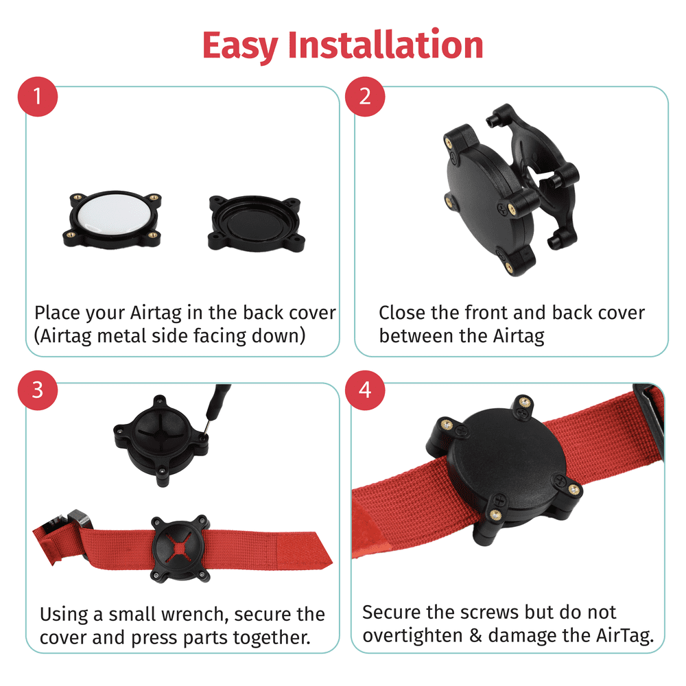 Waterproof ABS Airtag Dog Cat Collar Holder - Durable