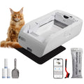 imerelez Smart Cat Litter Box – Wide Opening Auto-Clean for Extra Large Cats (71-90lbs), ABS Material, Wifi/App Control with LED Display, Cream White, 29.9”L x19.6”W x19.6”H